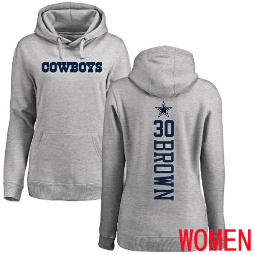 Women Dallas Cowboys Ash Anthony Brown Backer #30 Pullover NFL Hoodie Sweatshirts